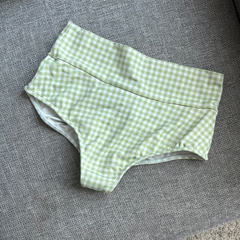 Montce Green Gingham Bikini High-Waisted Swimwear